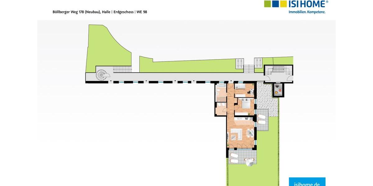 Erdgeschoßwohnung Halle (Saale) Gesundbrunnen - 3 Zimmer, 88 m&sup2;, 1.184&euro; | Angebot:26649062