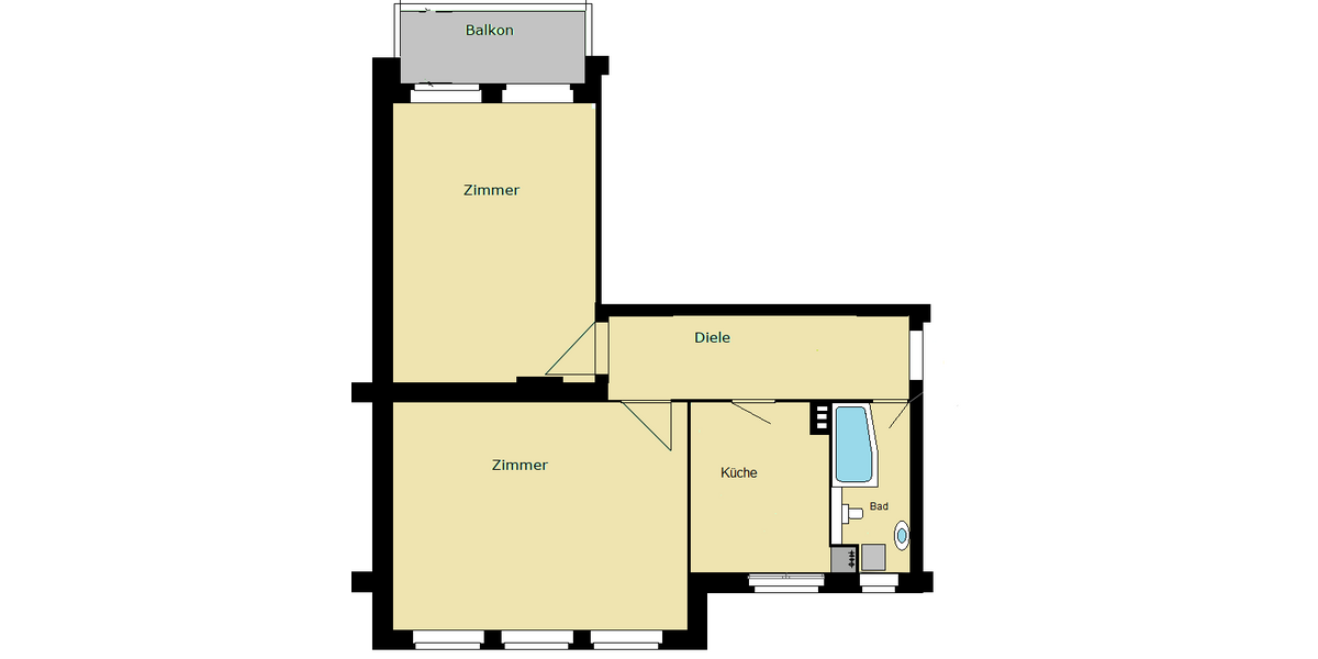 Etagenwohnung Bitterfeld-Wolfen Wolfen - 2 Zimmer, 70 m&sup2;, 491&euro; | Angebot:26745087