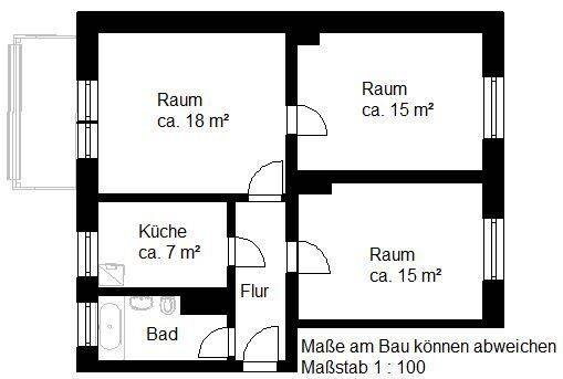 Etagenwohnung Halle (Saale) Paulusviertel - 3 Zimmer, 63 m&sup2;, 634&euro; | Angebot:26841970