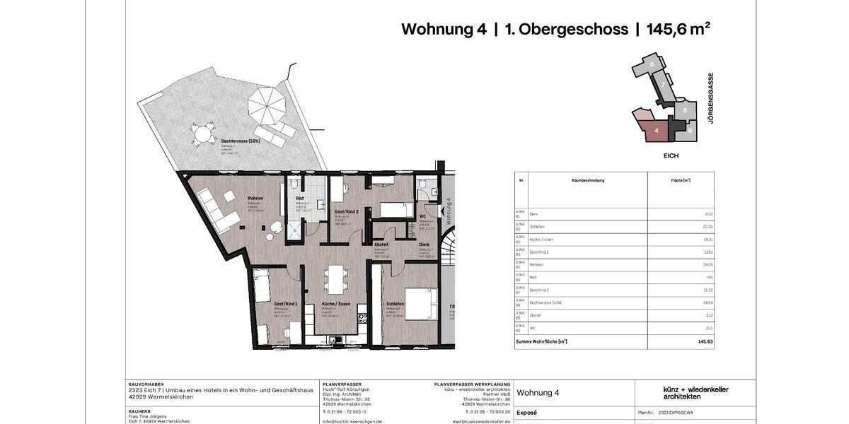 Terrassenwohnung Wermelskirchen - 4 Zimmer, 146 m&sup2;, 1.750&euro; | Angebot:25160921