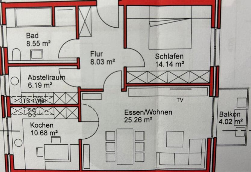 Obergeschoss Wohnung mit Balkon