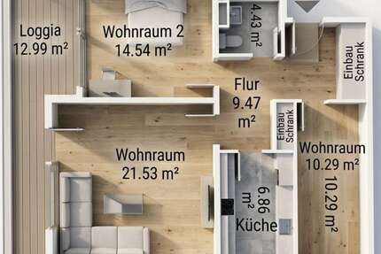 Wohnung Putzbrunn Waldkolonie - 3 Zimmer, 74 m&sup2;, 1.320&euro; | Angebot:26151839