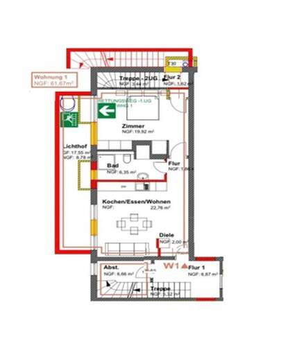 Etagenwohnung Lahr/Schwarzwald Lahr - 2 Zimmer, 61 m&sup2;, 850&euro; | Angebot:26092452