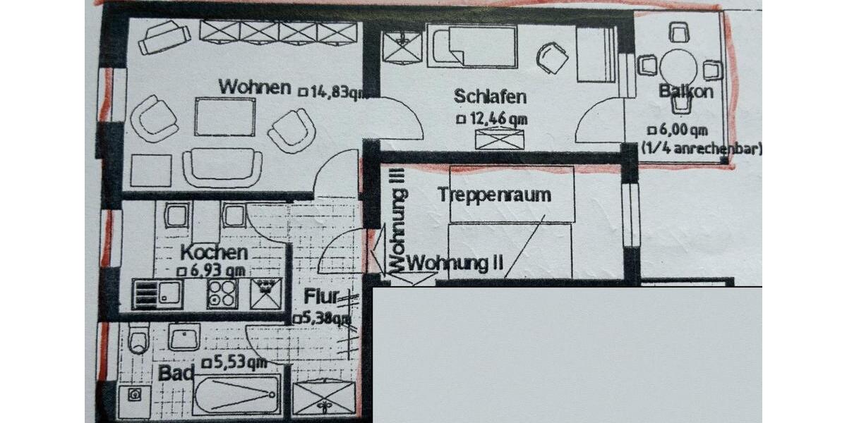 Etagenwohnung Bernburg (Saale) - 2 Zimmer, 47 m&sup2;, 330&euro; | Angebot:26226288