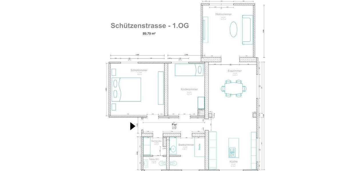 Etagenwohnung Salzgitter Ortschaft Ost - 3 Zimmer, 90 m&sup2;, 1.260&euro; | Angebot:26068721