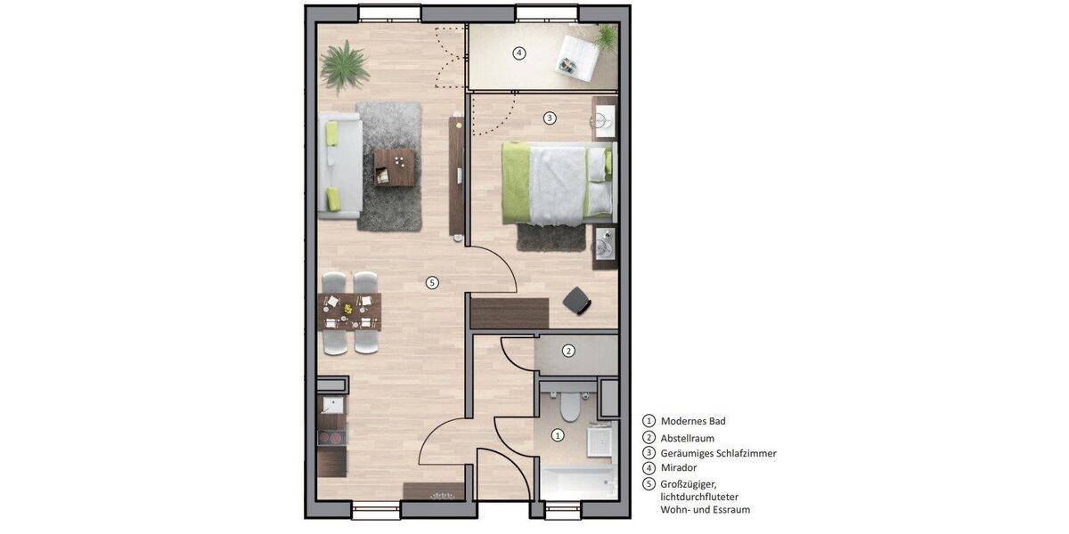 Etagenwohnung Regensburg Kumpfmühl - 2 Zimmer, 51 m&sup2;, 895&euro; | Angebot:26610702