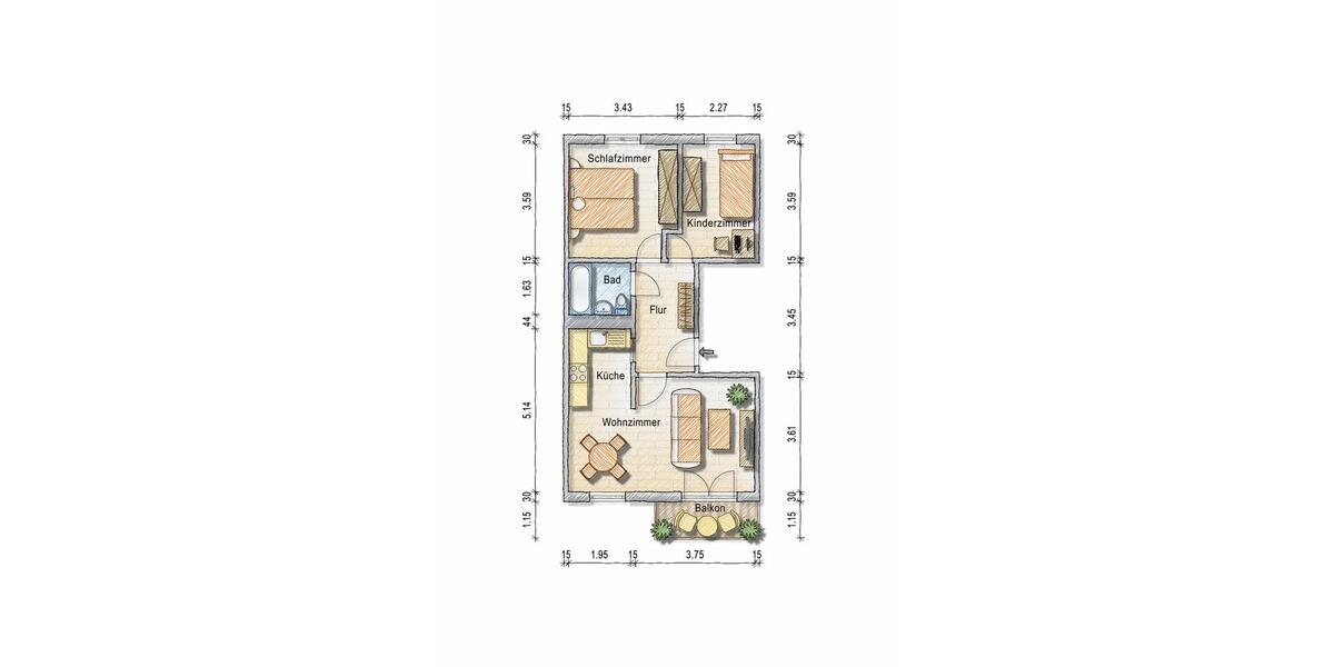 Etagenwohnung Wolmirstedt - 3 Zimmer, 57 m&sup2;, 341&euro; | Angebot:24951194