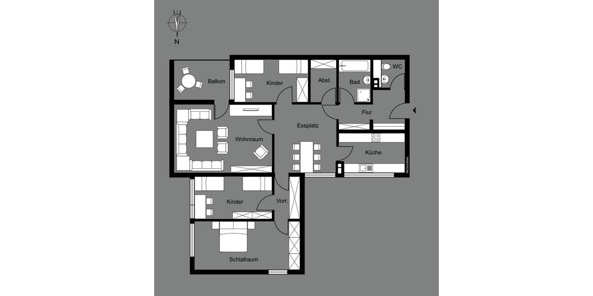 Etagenwohnung Ludwigsburg Oßweil - 4.5 Zimmer, 105 m&sup2;, 1.620&euro; | Angebot:26003053