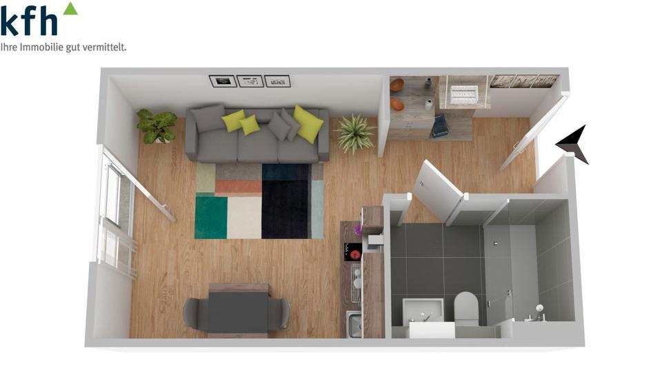 Erdgeschoßwohnung Bielefeld Schildesche - 1 Zimmer, 28 m&sup2;, 495&euro; | Angebot:24422001