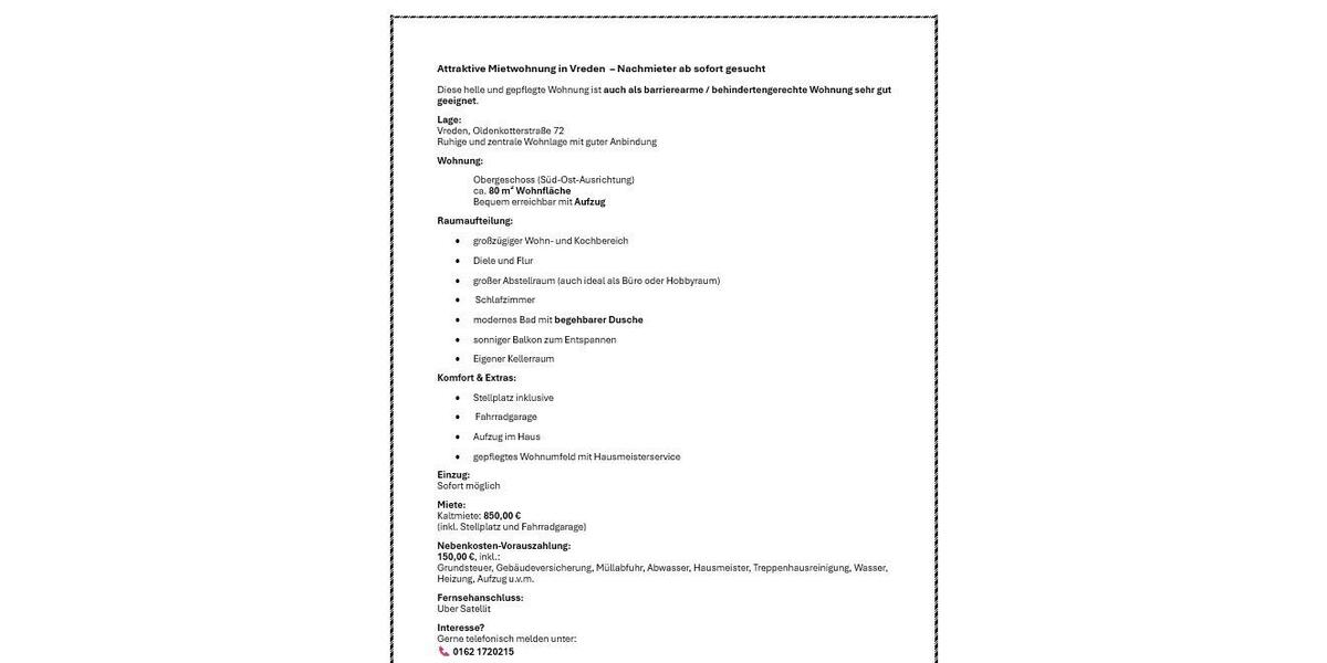 Wohnung siehe Foto 3 zimmer