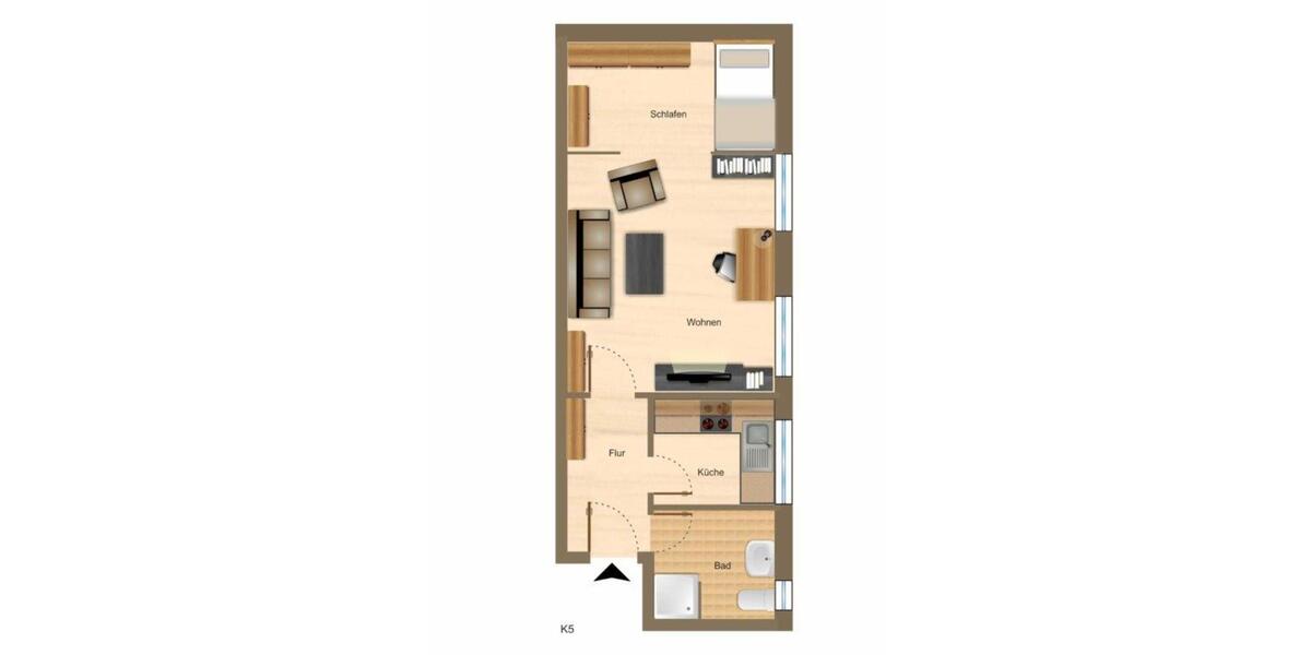 Etagenwohnung Osnabrück Fledder - 1 Zimmer, 37 m&sup2;, 498&euro; | Angebot:25304365