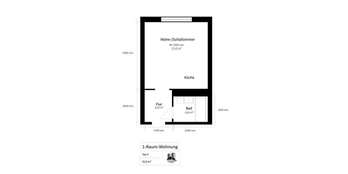 Etagenwohnung Suhl - 1 Zimmer, 25 m&sup2;, 120&euro; | Angebot:24700769