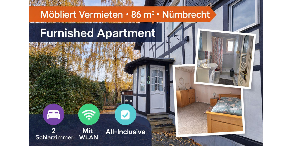 Möblierte Wohnung (86 m²) in Nümbrecht – flexibel 4 Wochen bis 12 3 zimmer