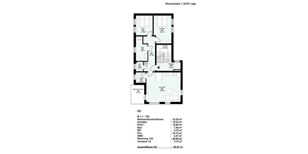 Etagenwohnung Lage - 3 Zimmer, 87 m&sup2;, 1.040&euro; | Angebot:25984587