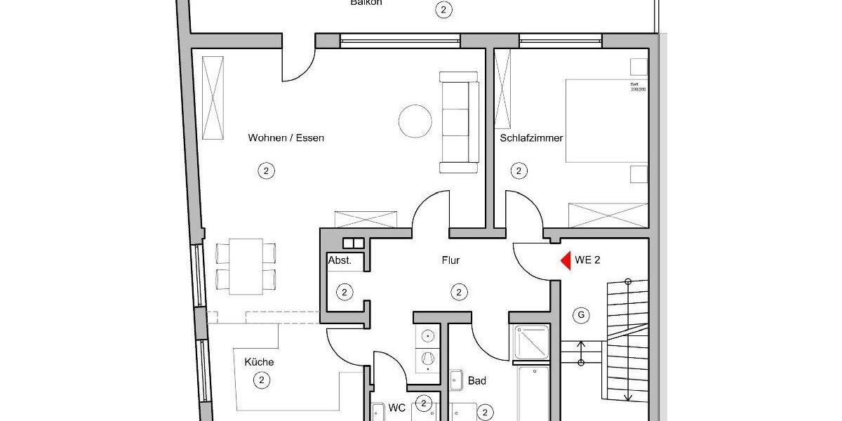 Etagenwohnung Düsseldorf Stadtbezirk 7 - 2.5 Zimmer, 89 m&sup2;, 1.350&euro; | Angebot:26678017