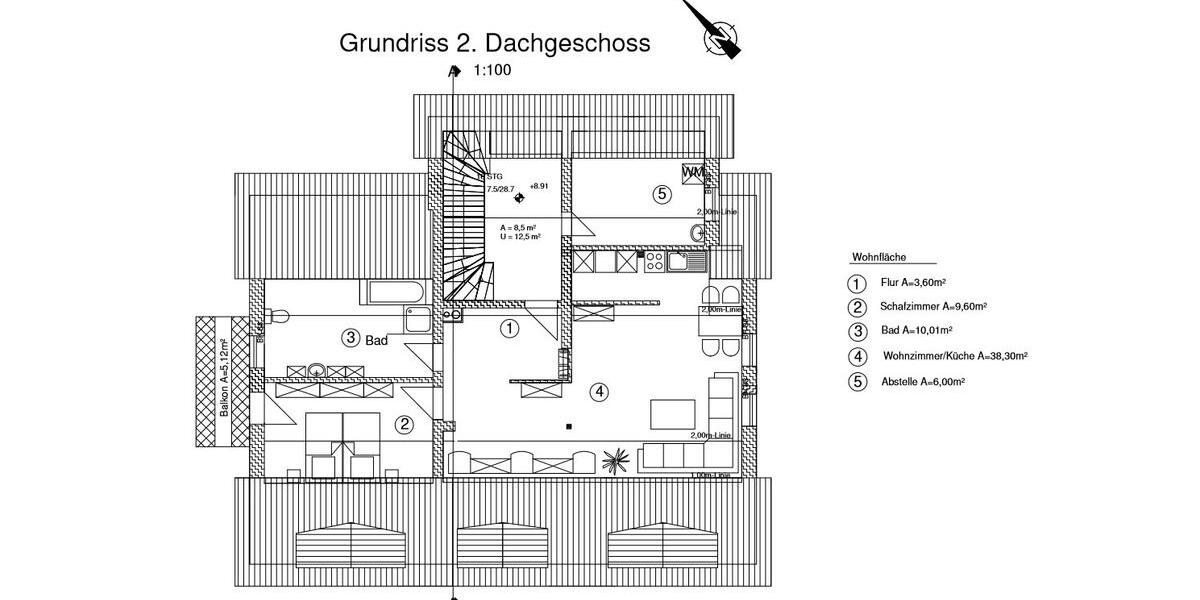 Dachgeschoßwohnung Brand-Erbisdorf Erbisdorf - 2 Zimmer, 70 m&sup2;, 513&euro; | Angebot:25947974