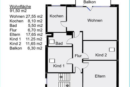 4 Zimmer 91.50 m2 Dachgeschoss Wohnung zu Vermieten 4 zimmer