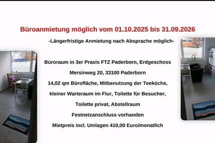 Bürovermietung in Paderborner Facharztzentrum zimmer