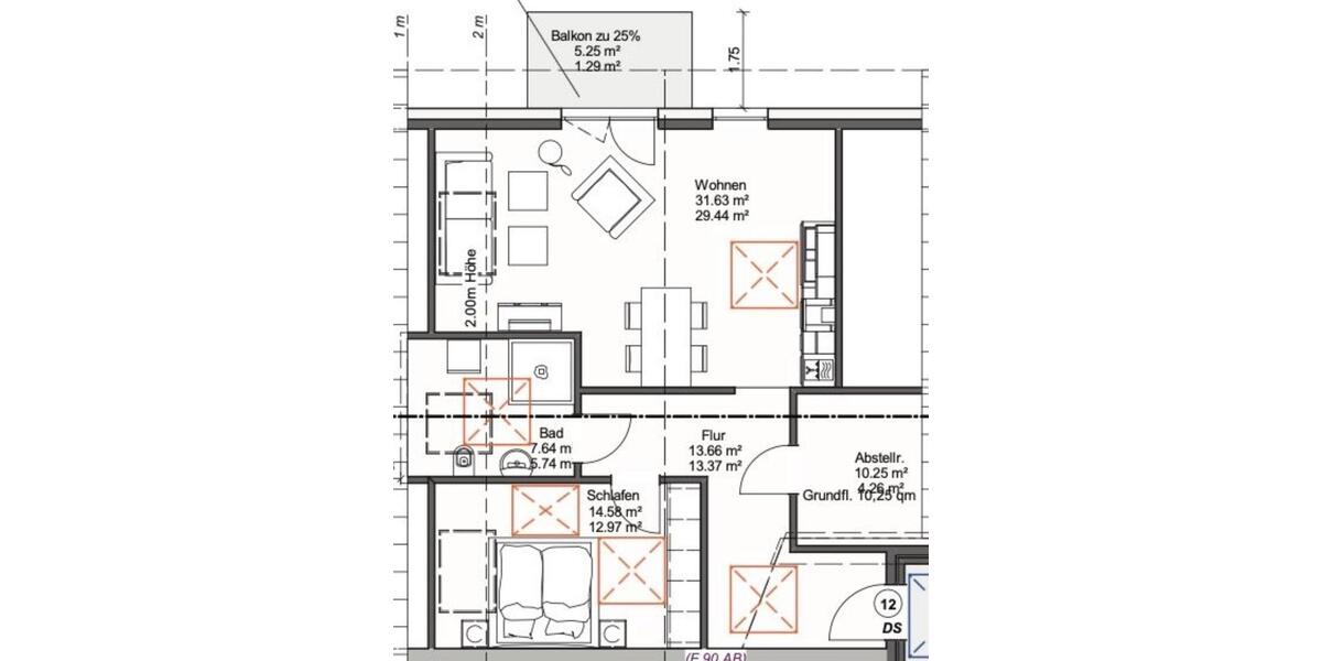Dachgeschoßwohnung Osnabrück Gretesch - 2 Zimmer, 67 m&sup2;, 1.005&euro; | Angebot:26565993