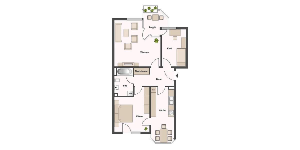 Etagenwohnung Baunatal Altenbauna - 3 Zimmer, 79 m&sup2;, 800&euro; | Angebot:26817104