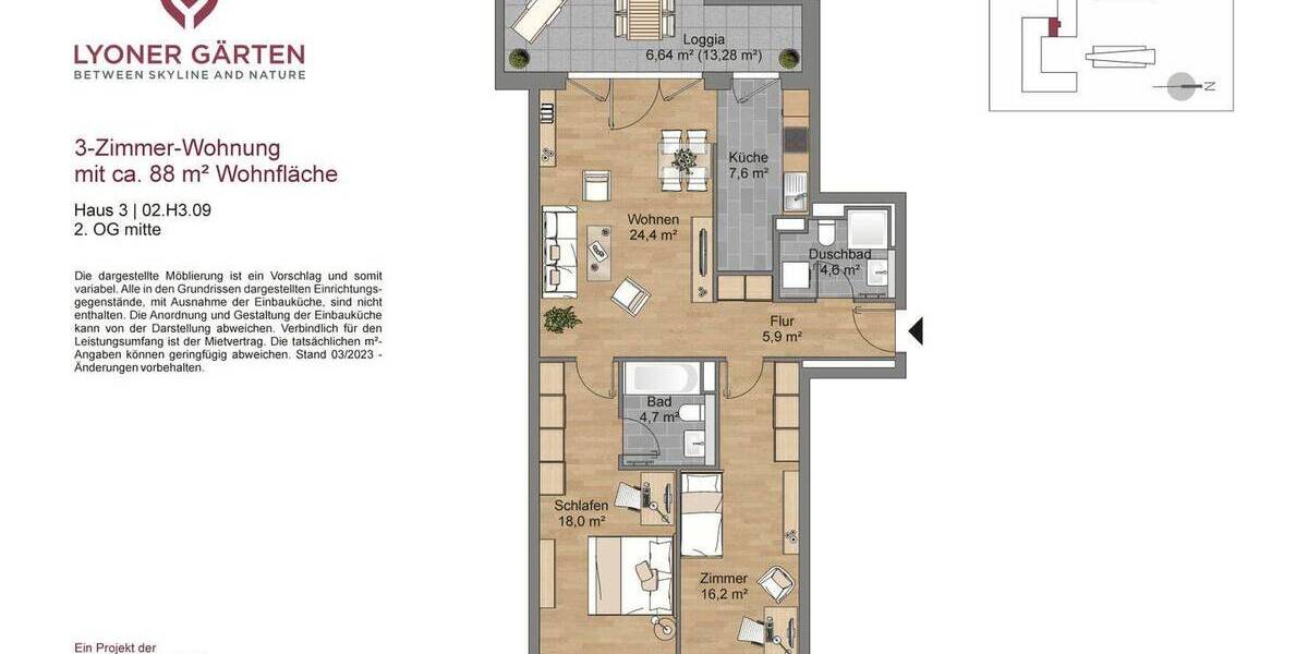 Etagenwohnung Frankfurt am Main Schwanheim - 3 Zimmer, 87 m&sup2;, 1.400&euro; | Angebot:26093727
