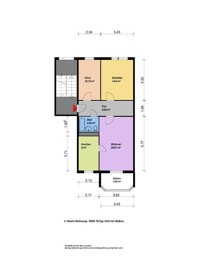 ... mit Balkon und Küche mit Fenster ... zimmer