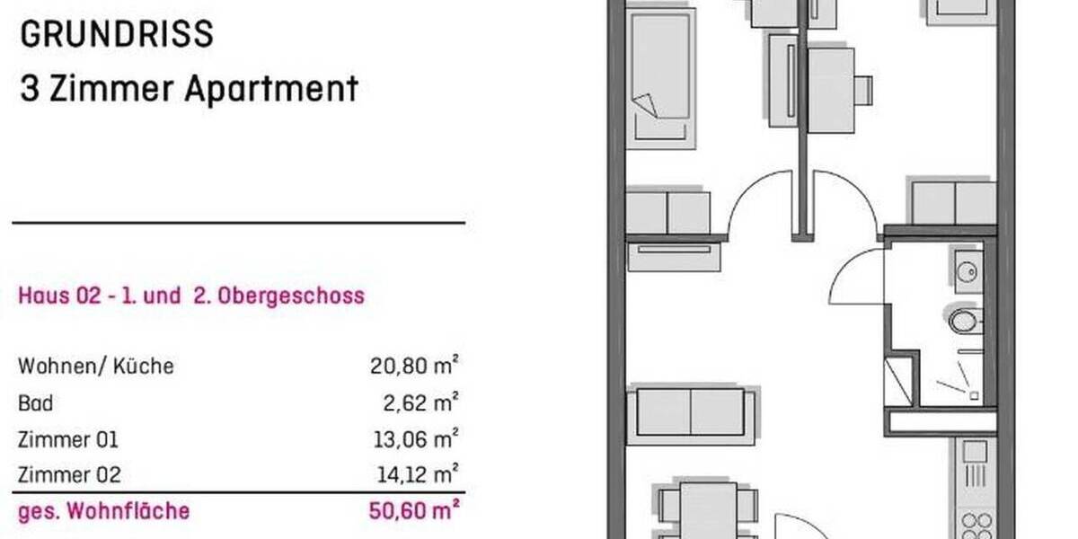 Etagenwohnung Ingolstadt Schlachthofviertel - 3 Zimmer, 51 m&sup2;, 920&euro; | Angebot:26147543