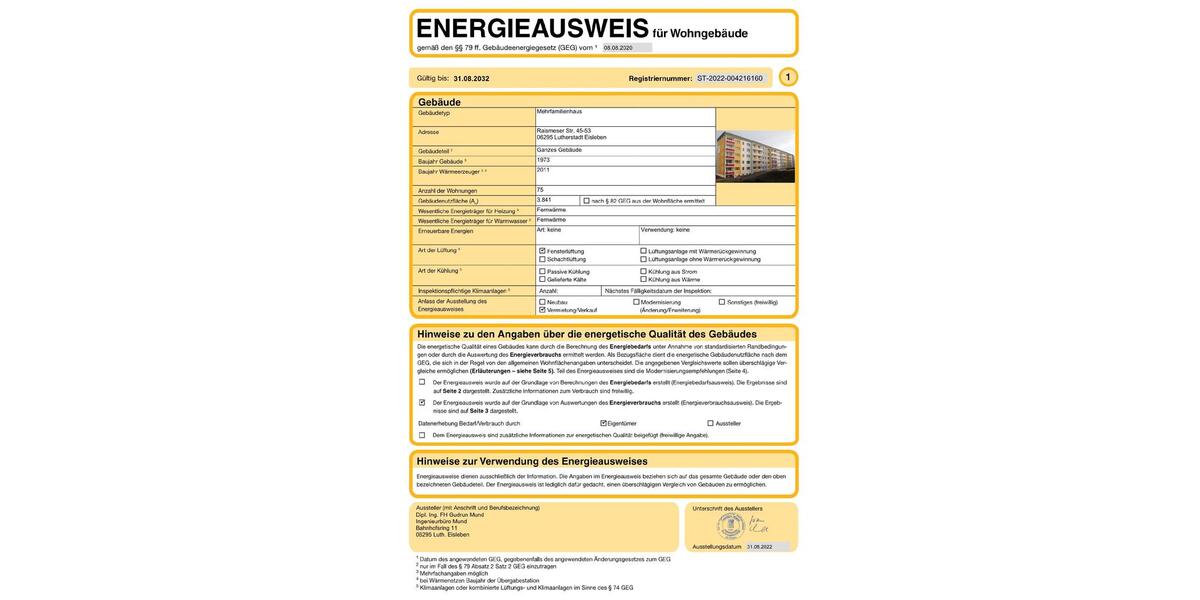 Etagenwohnung Eisleben (Lutherstadt) - 2 Zimmer, 41 m&sup2;, 265&euro; | Angebot:24713397