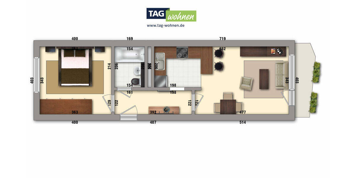 Etagenwohnung Gotha Gotha West - 2 Zimmer, 43 m&sup2;, 255&euro; | Angebot:26841871
