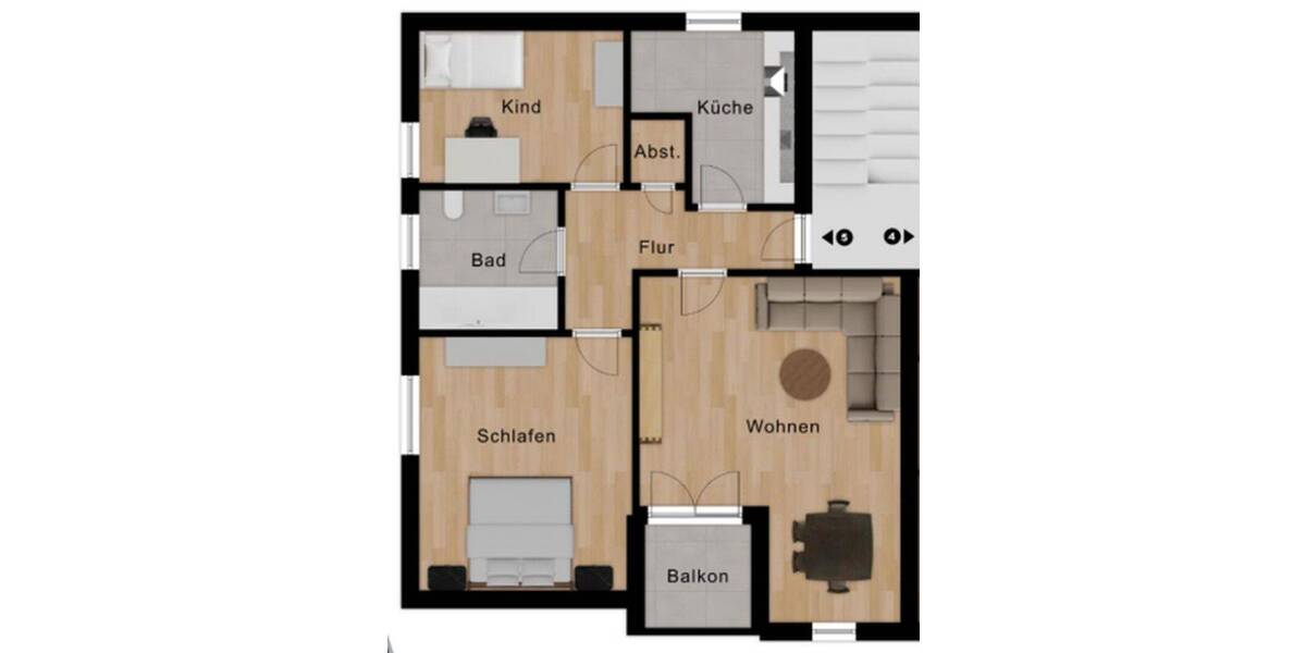 Etagenwohnung Lichtenau - 3 Zimmer, 77 m&sup2;, 925&euro; | Angebot:26820853