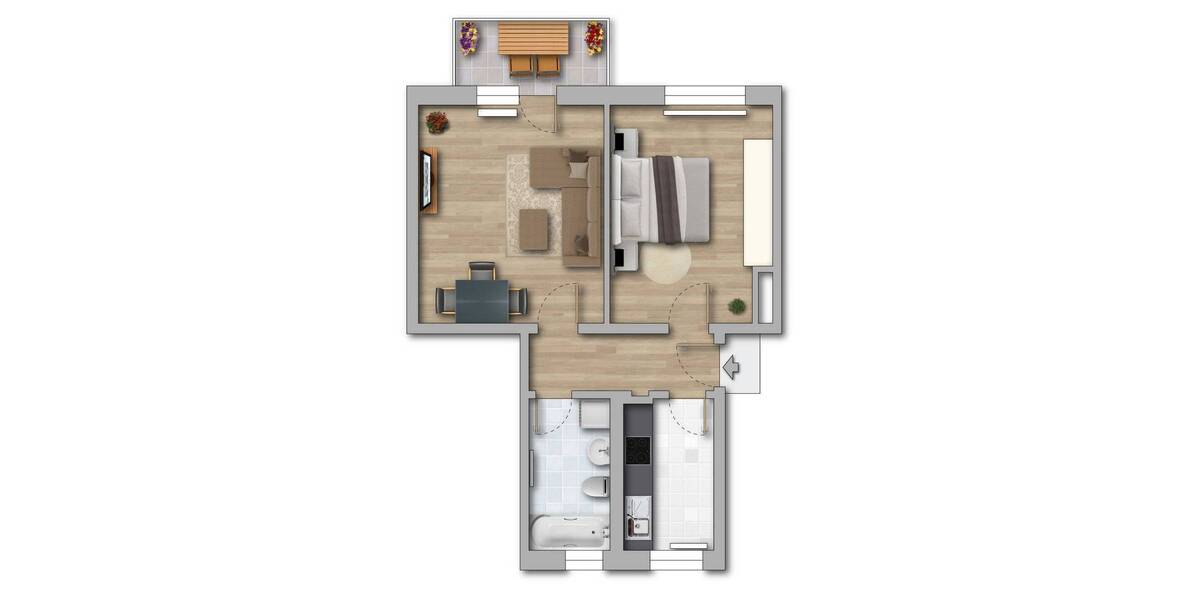 Etagenwohnung Merseburg Kötzschen - 2 Zimmer, 49 m&sup2;, 320&euro; | Angebot:26758663