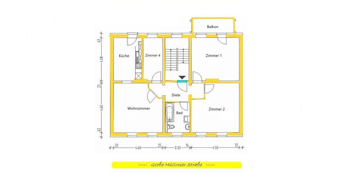 Etagenwohnung Frankfurt (Oder) Frankfurt - 4 Zimmer, 93 m&sup2;, 700&euro; | Angebot:26187948