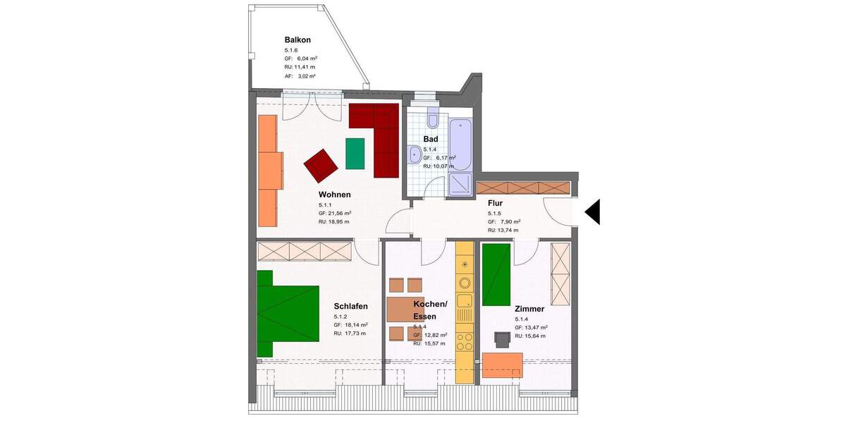 Etagenwohnung Cottbus Mitte - 3 Zimmer, 83 m&sup2;, 680&euro; | Angebot:25245218