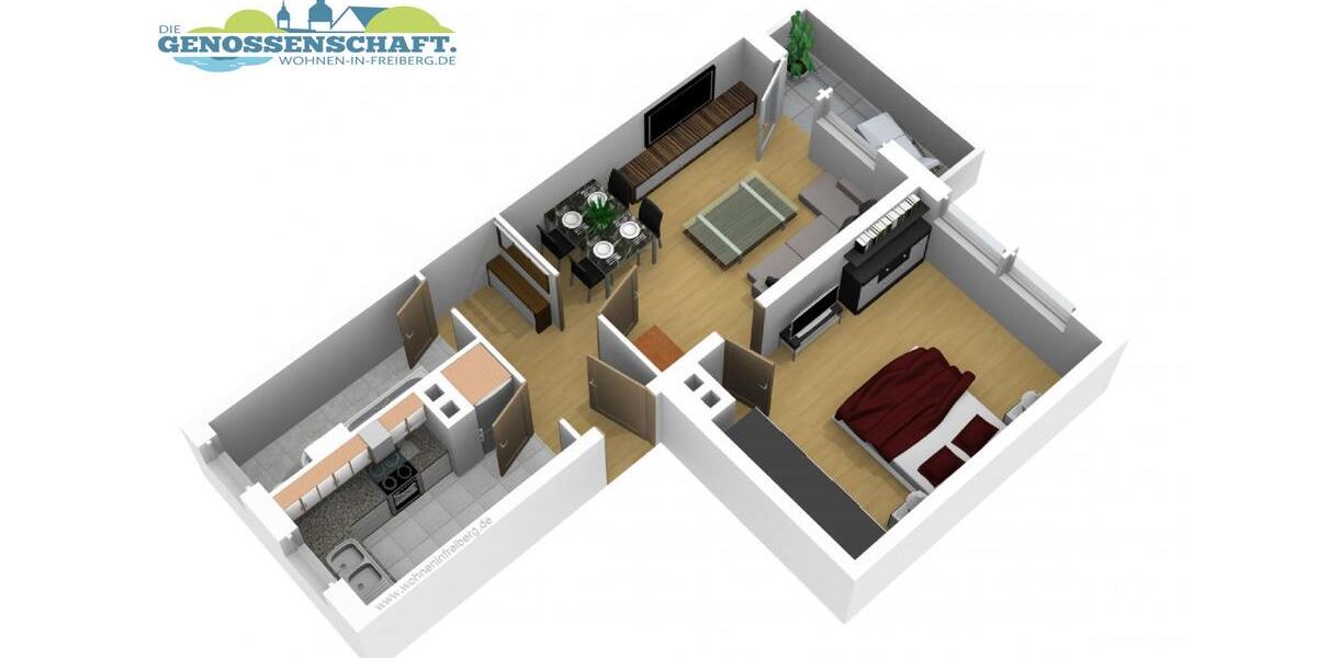 Erdgeschoßwohnung Freiberg - 2 Zimmer, 47 m&sup2;, 359&euro; | Angebot:25919798