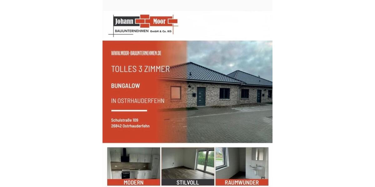 Erdgeschoßwohnung Ostrhauderfehn - 3 Zimmer, 88 m&sup2;, 1.050&euro; | Angebot:24752859