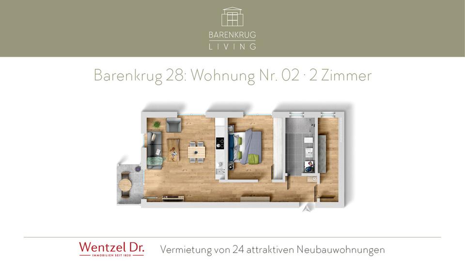 Erdgeschoßwohnung Hamburg Wandsbek - 2 Zimmer, 62 m&sup2;, 1.200&euro; | Angebot:26005687