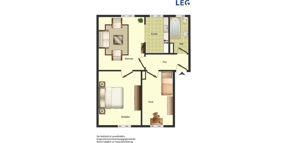Etagenwohnung Hamm Herringen - 2 Zimmer, 52 m&sup2;, 369&euro; | Angebot:26583578