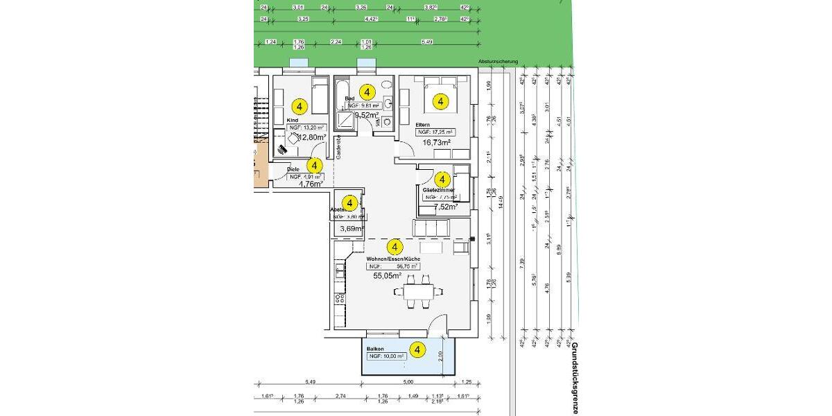4 Zi. Neubauwohnung (Nr. 4) im EG mit Balkon - Etagenwohnung Adelsdorf OT | Angebot:24466872