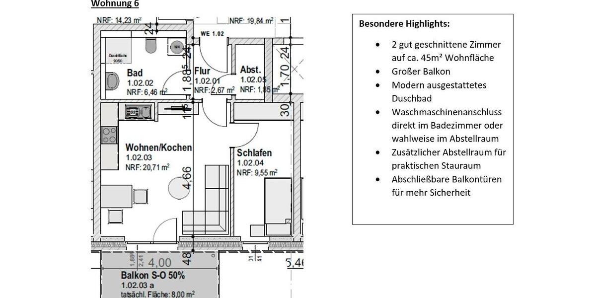 Etagenwohnung Neumünster Brachenfeld/Ruthenberg - 2 Zimmer, 45 m&sup2;, 995&euro; | Angebot:26532332