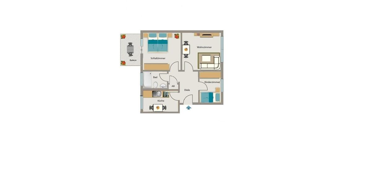 Erdgeschoßwohnung Herten - 3.5 Zimmer, 55 m&sup2;, 454&euro; | Angebot:24247049