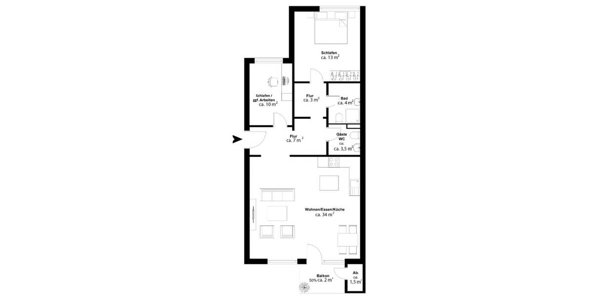 Etagenwohnung Hamburg Hummelsbüttel - 3 Zimmer, 77 m&sup2;, 1.605&euro; | Angebot:26228705