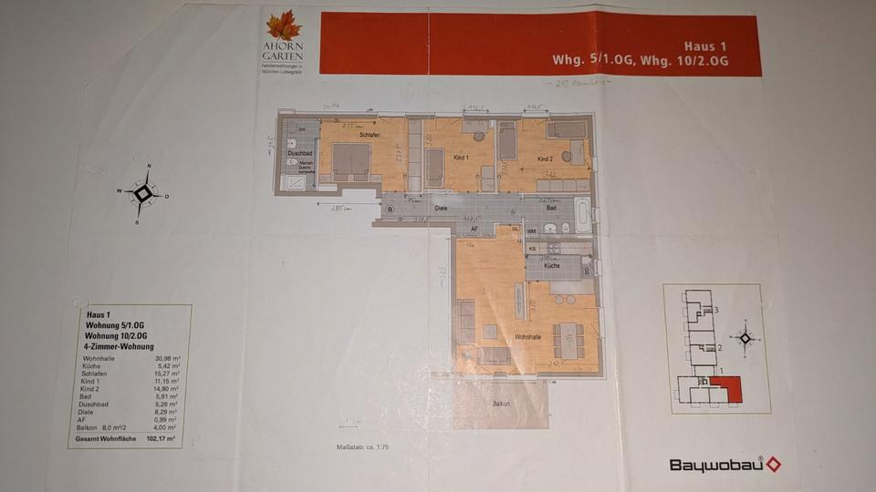 Etagenwohnung München Feldmoching-Hasenbergl - 4 Zimmer, 102 m&sup2;, 2.350&euro; | Angebot:26367725