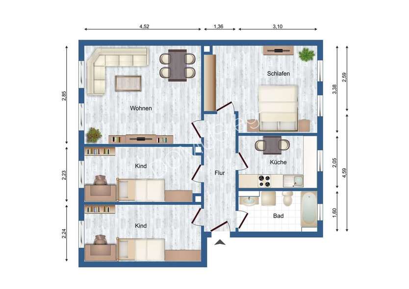 Renovierte 4 Zimmer Wohnung mit EBK in der Waldsiedlung 4 zimmer