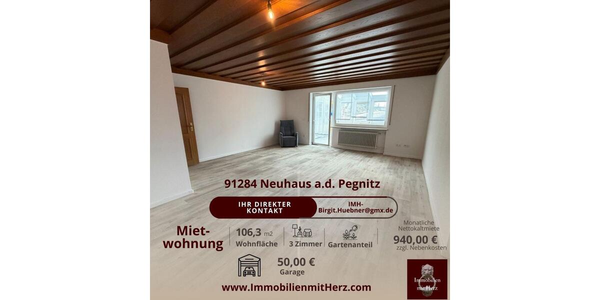 Erdgeschoßwohnung Neuhaus an der Pegnitz - 3 Zimmer, 106 m&sup2;, 940&euro; | Angebot:24751447