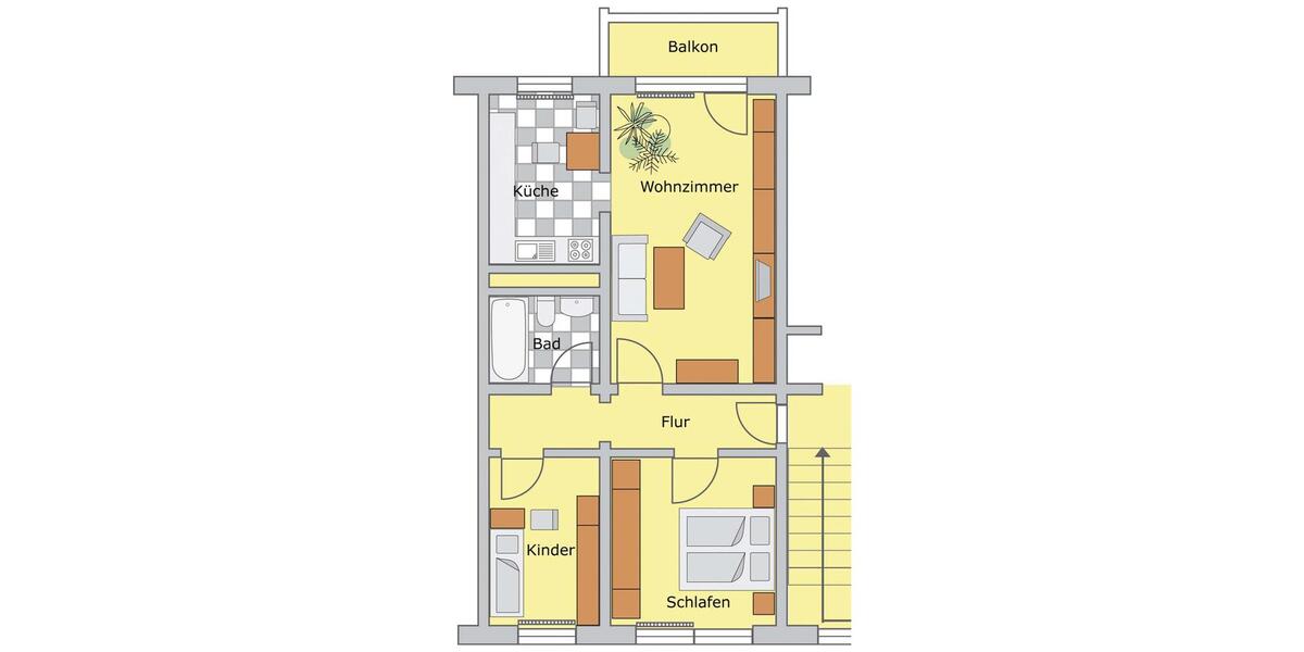 Erdgeschoßwohnung Güstrow - 3 Zimmer, 60 m&sup2;, 450&euro; | Angebot:25990349