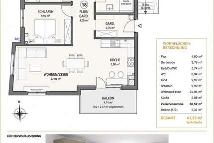 Wohnung Sinsheim-Reihen Reihen - 3 Zimmer, 62 m&sup2;, 1.100&euro; | Angebot:27251508