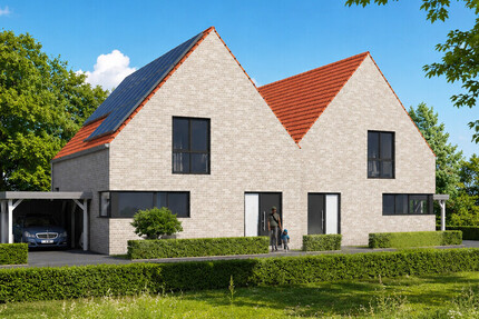 Zwei exklusive Neubau-Doppelhaushälften mit familienfreundlichem Wohnkonzept & Privatteich - Haus Münster / Albachten Albachten | Angebot:26727481