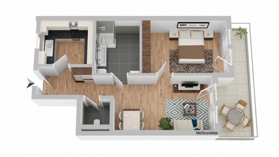 Erdgeschoßwohnung Deggendorf - 2 Zimmer, 57 m&sup2;, 750&euro; | Angebot:26061782