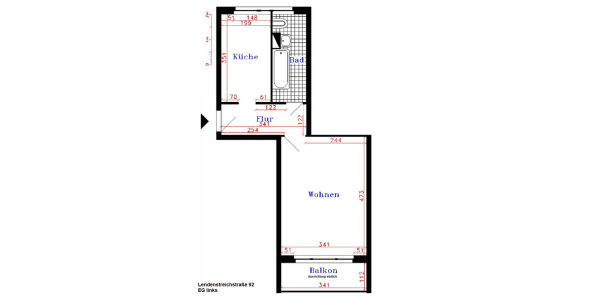 Erdgeschoßwohnung Saalfeld (Saale) - 1 Zimmer, 33 m&sup2;, 198&euro; | Angebot:26235277
