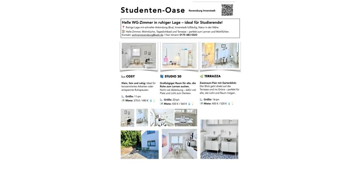 Wohnen auf Zeit Ravensburg - 400&euro; | Angebot:25027118